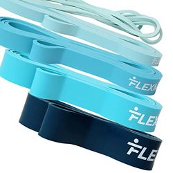 Weerstandsbanden voor training door Flexmate - 5 weerstandsniveaus pull-up assistent-bandset - 100% latex fitnessbanden voor fysiotherapie, kracht, gewichtheffen, crossfit- trainingsgids inbegrepen