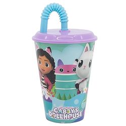 Stor Gobelet réutilisable Gabby's Dollhouse avec couvercle et paille 430 ml