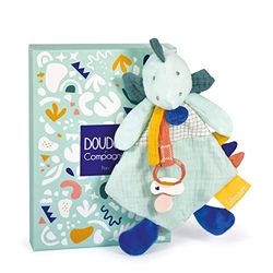 Doudou et Compagnie DC3937 – Peluche para Chupete Dino – 23 cm – Verde – Calinosaurios – Accesorio para Chupete de bebé Nacimiento – Garantía de Peluche perdido