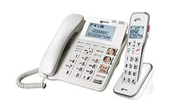 Geemarc Amplidect 595 Combi - Téléphone Filaire Amplifié et Son Combiné Additionnel avec Répondeur, Gros Boutons et Fonction SOS pour Séniors - Perte Auditive Moyenne ou Sévère - Version FR