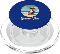 Divertido pingüino verano vibes vintage playa vacaciones gráfico PopSockets PopGrip para MagSafe