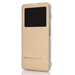 Carcasa de telefono Golden Beach Ventana con Soporte Funda for teléfono móvil Contestador con botón Deslizante Inteligente for Galaxy A70 (Dorado) (Color : Oro)