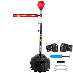 Happybuy Reflexväska fristående höjd justerbar snurrstång med boxningshandskar snabbväska stående boxningsstång boxningssäck set med stativ för MMA-träning, stresslindring, fitness (röd, 1 stång)