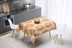 Bonamaison Kitchen Decoration, Tablecloth, Orange, Off White, 140 x 140 Cm - Designed and Manufactured in Turkey