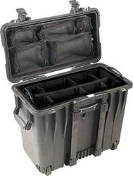 PELI 1440 Valigia a tenuta stagna per caricatore dall'alto, Grado di protezione IP67, Capacità di 34L, Prodotto in USA, Con Inserto divisorio imbottito, Colore Nero
