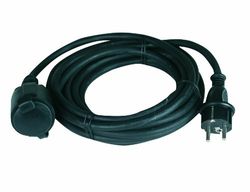 uniTEC 46453 - Cabo de extensão elétrico de borracha (H05RR-F 3G1, 5 mm², 5 m), preto