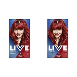 Schwarzkopf LIVE Intense Hair Colour, Permanent Red Hair Dye, Built-In Vibrancy Serum, Real Red 035 (Pack of 2)