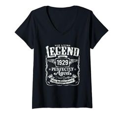 Mujer 95th Birthday Living Legend Since 1929 Classic Vintage Camiseta Cuello V