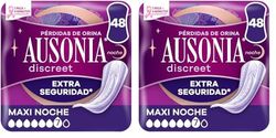 Ausonia Discreet Maxi Noche, 48 Compresas Incontinencia Mujer para Pérdidas de Orina, Extra Seguridad, Discreción Increíble (Paquete de 2)