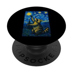 Mapache Dibujo Hombres Mujeres Niños Divertido Mapache PopSockets PopGrip Adhesivo