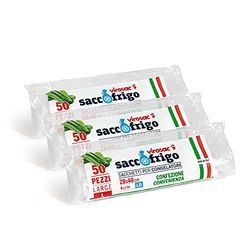 VIROSAC Sacco Frigo - Sacchetti per la Conservazione e la Congelazione Degli Alimenti, LDPE, Trasparente, 28 x 40, 50 Pezzi per Rotolo, Kit da 3 Rotoli,