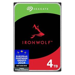 Seagate IronWolf 4To, Disque dur interne NAS HDD, CMR 3.5 Pouces SATA 6Goit/s 5 400 tr/min, 64 Mo de mémoire cache, pour NAS RAID, Ouverture Facile, Services Rescue (ST4000VNZ06)
