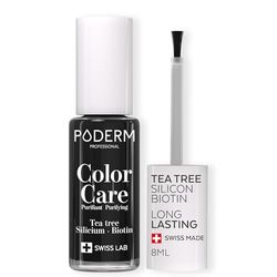 PODERM Swiss-Made Antifungal Nail Polish – Black | Breathable Treatment with Tea Tree, Silicon & Biotin | Strengthens, Repairs & Conceals Yellow, Brittle & Damaged Nails | Podiatrist-Developed