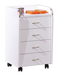 Inter Link - Cómoda com rodas e gavetas - Cómoda fixa - cómoda 4 branco - Pronti