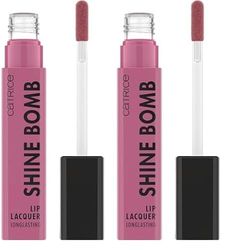 Catrice Shine Bomb Lip Lacquer, rossetto, n. 060, nude, a lunga durata, risultato immediato, lucido, intenso, vegano, senza olio, senza parabeni, senza particelle di microplastica, confezione da 2 (3