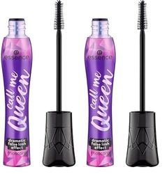 essence call me Queen dramatic false lash effect mascara, nero, volumizzante, definitivo, allungante, vegano, senza particelle di microplastica, senza nanoparticelle, senza profumo, confezione da 2