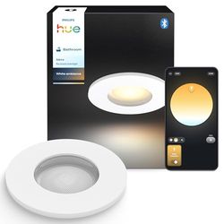 Philips Hue White Ambiance Adore, Faretto LED Smart da incasso, luce da bagno dimmerabile, Bluetooth, 5.5W, Bianco, Telecomando Dimmer Switch incluso