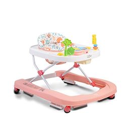 Moni Wandelwagen Zoo 2-in-1 speelcentrum zwenkwielen vooraan hoge rugleuning, kleur: roze