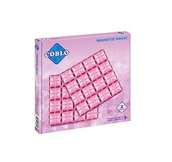 Coblo Pastel - Förlängningsset med basplattor för magnetiska byggklossar - Pedagogiska leksaker för kreativitet - Presentidé - 2 delar - Pastellrosa