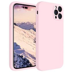 iPhone 14 pro fodral, dammskydd av flytande silikon, 6,1 tum iPhone 14 pro, iPhone 14 pro skal med reptåligt mikrofiberfoder, rosa