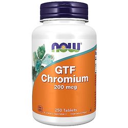 Now Foods, GTF Chromium (Chrome) 200mcg, 250 Comprimés végétaliens, Testé en Laboratoire, Sans Soja, Sans Gluten, Végétarien, Sans OGM
