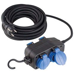 as - Schwabe de 4 vías 230 V / 16 A Toma de distribución - Distribuidor de energía con manguera de goma pesada de 5 m H07RN-F 3G1.5 - Ideal para uso en exteriores - IP44 - Negro I 60673