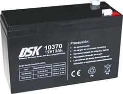 DSK 10370 - Batería Plomo Alta Descarga AGM Sellada de 12V y 12Ah Batería Ideal para UPS-SAI, Sistemas de Seguridad y comunicación, Luces de Emergencia, Negro