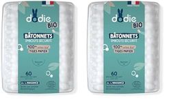 Dodie - Bâtonnets Bébé Bio, Dès la naissance, 60 Unités (Lot de 2)