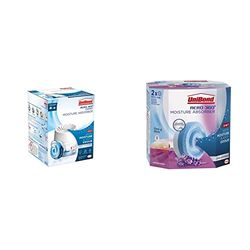 Unibond AERO 360 Compact Moisture Absorber, Ultra-Absorbent Dehumidifier, 1 Refill Tab 450g & UniBond AERO 360° Moisture Absorber Lavender Garden Refill Tab