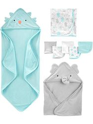 Simple Joys by Carter's 8-Piece Towel and Washcloth Set Juego de Accesorios de Invierno, Azul Agua/Gris, Talla única Unisex bebé