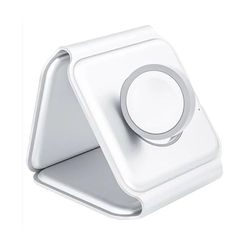 Stazione di ricarica 3 in 1 bianca - Caricatore wireless 15 W e supporto pieghevole