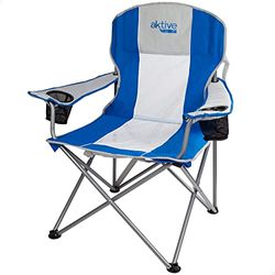 AKTIVE 52881 - Silla Plegable Camping XL con asa y Posavasos