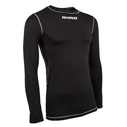 Rhino Tagless Baselayer, Strato Base Ragazzo, Unisex, Nero, 9/10yrs