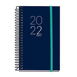 Miquelrius - Annual Calendar 2022 Urban - Week Horizontal View - Caddy Format 80 x 120 mm - Opaque Polypropylene Flexible Cover - Navy - Spanish