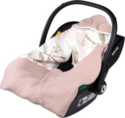 LIONELO Travel Swaddle Blanket Couverture Chaude pour Siège Auto, Porte-bébé, Poussette Toute l'Année Couverture Douce pour Bébé 90x90 cm Fermeture Velcro, 100% Coton (Beige)