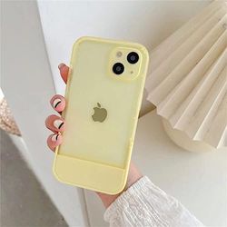 iPhone 14 Plus hoes, zachte rubberen gel, beschermhoes, premium siliconen telefoonhoes, krasbestendig, zachte siliconen case cover met camerabescherming, geel