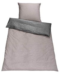 SETEX Bed Linen, Cotton, Graphite Grey/Pebble Grey, 200 x 200 cm