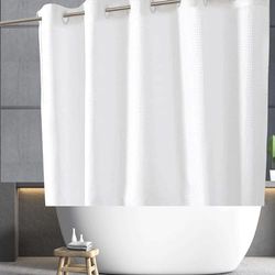 Gipsighila Tenda da doccia corta 122 cm, tenda da doccia bianca a nido d'ape per vasca da bagno o cabina doccia, tenda da doccia in tessuto impermeabile senza ganci, 180 x 122 cm