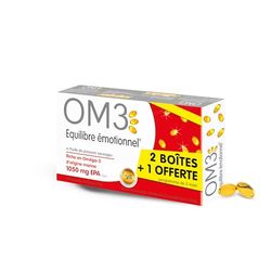 OM3 - Équilibre Émotionnel Formule Originale - Huile de poissons concentrée à 91% d'Oméga-3-Format économique -3x60 capsules, Blanc, Format économique - 3X60 capsules