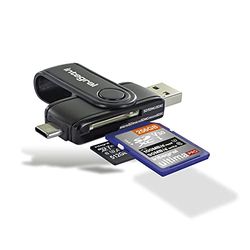 Integral SD- en Micro SD-kaartlezer USB3.0/USB C Type-C OTG Dual Slots SD-kaartadapter voor UHS-1, Micro SD, microSDHC, microSDXC, SD, SDHC, SDXC