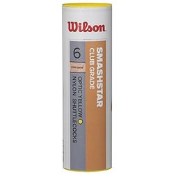 Wilson Badmintonboll, Smashstar Shuttlecocks, 6 burkar 77 gravyr, gul, plast/naturkork, WRT6050WH77