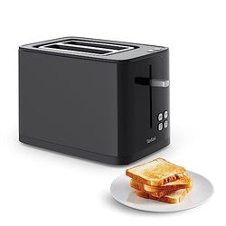 Tefal Tostador Smart light, 2 ranuras,pantalla digital,cuenta atrás,ajustes personalizados,funciones de descongelar y recalentar,7 niveles de tostado,uso para pan de molde color negro TT640810