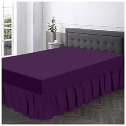 GC GAVENO CAVAILIA Polycotton Frilled Sheet Single Size, Corner Elasticated Skirts, Breathable Plain Bed wrap, Polyester-Cotton, Berry, King Base Valance