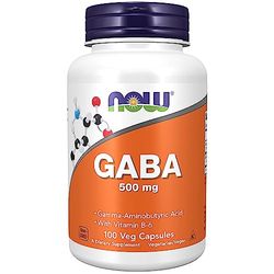 Now Foods, GABA, 500mg, 100 Cápsulas veganas, Probado en Laboratorio, Vitamina B6, Sin Gluten, Sin Soja, Vegetariano
