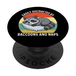 Fácilmente distraído por mapaches y siestas, gráfico para niños y adolescentes PopSockets PopGrip Adhesivo