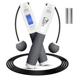 Uten Corda per Saltare Senza Cordone, Corda Salto Regolabile con Timer, Calorie Conta Elettronico LCD, Fitness/Perdita di Peso/Boxe/Altezza Lunga, Corda per Saltare Smart per l'Uomo Donna Bambini