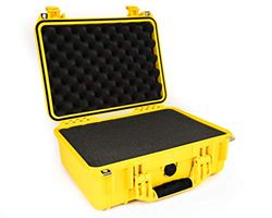 PELI 1450 Mala de transporte resistente para componentes eletrónicos, instrumentação, ferramentas, IP67 estanque, 15 L de capacidade, fabricada na Alemanha, com espuma personalizável, cor amarela