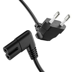 ETEC Stroomkabel 2-polig, 3,0 m, eurostekker, stekker type C naar IEC C7 bus, Euro 8-stekker, 90 graden hoek, stroomkabel, voeding voor PS3, PS4, PS5, huishoudelijke apparaten, tv enz., zwart