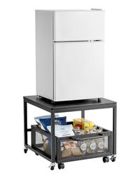 VEVOR Mini-koelkaststandaard met opslag, met beweegbare opbergwagen en draaibare wielen, voor café, mini-koelkastorganizer voor kantoor, thuis, zwart, 500 x 500 x 430 mm