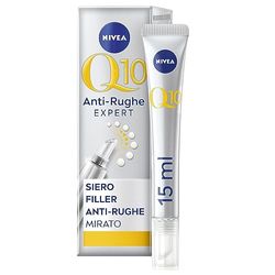 NIVEA Q10 Anti-Rughe Expert Siero Filler Anti-rughe Mirato 15 ml, Siero viso antirughe ad azione mirata, Filler viso e contorno occhi antirughe con coenzima Q10,Siero antirughe riempitivo